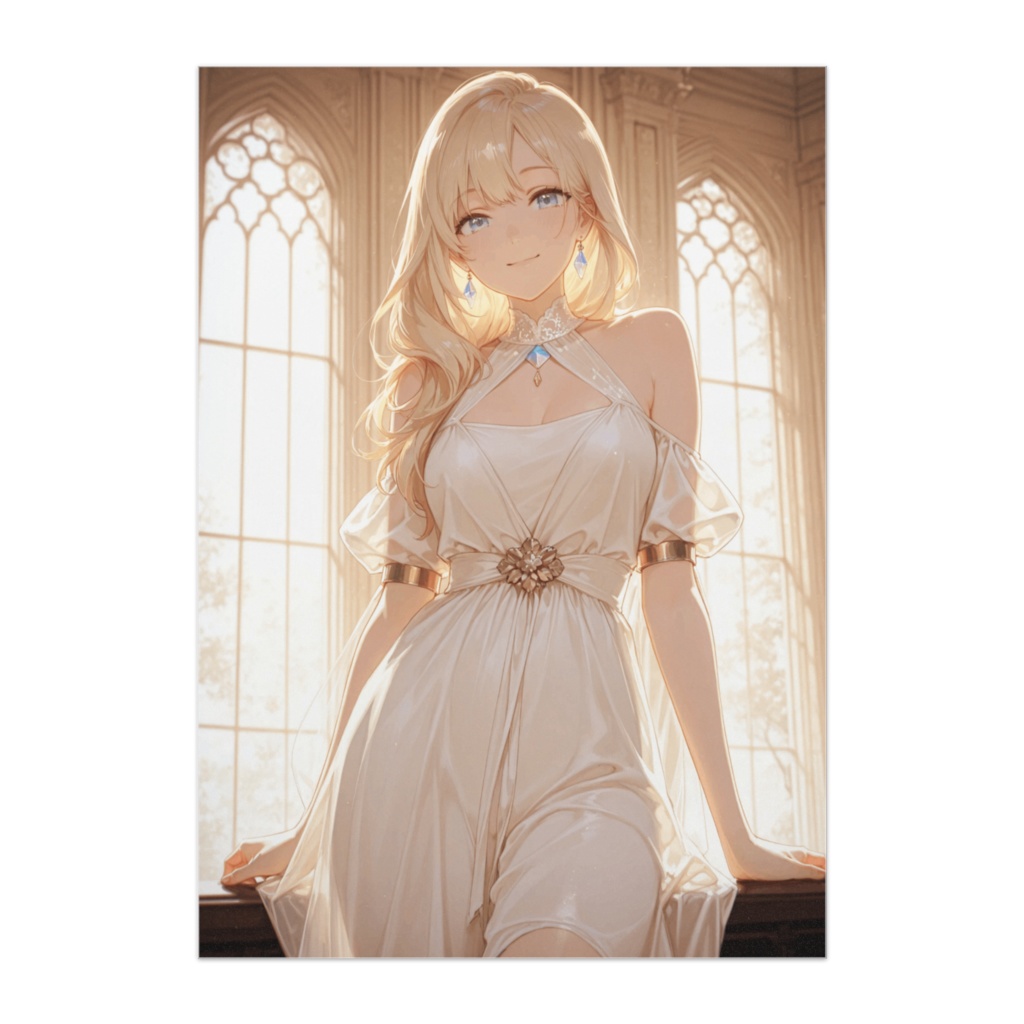 黄金の光に包まれるブロンド美女ポスター