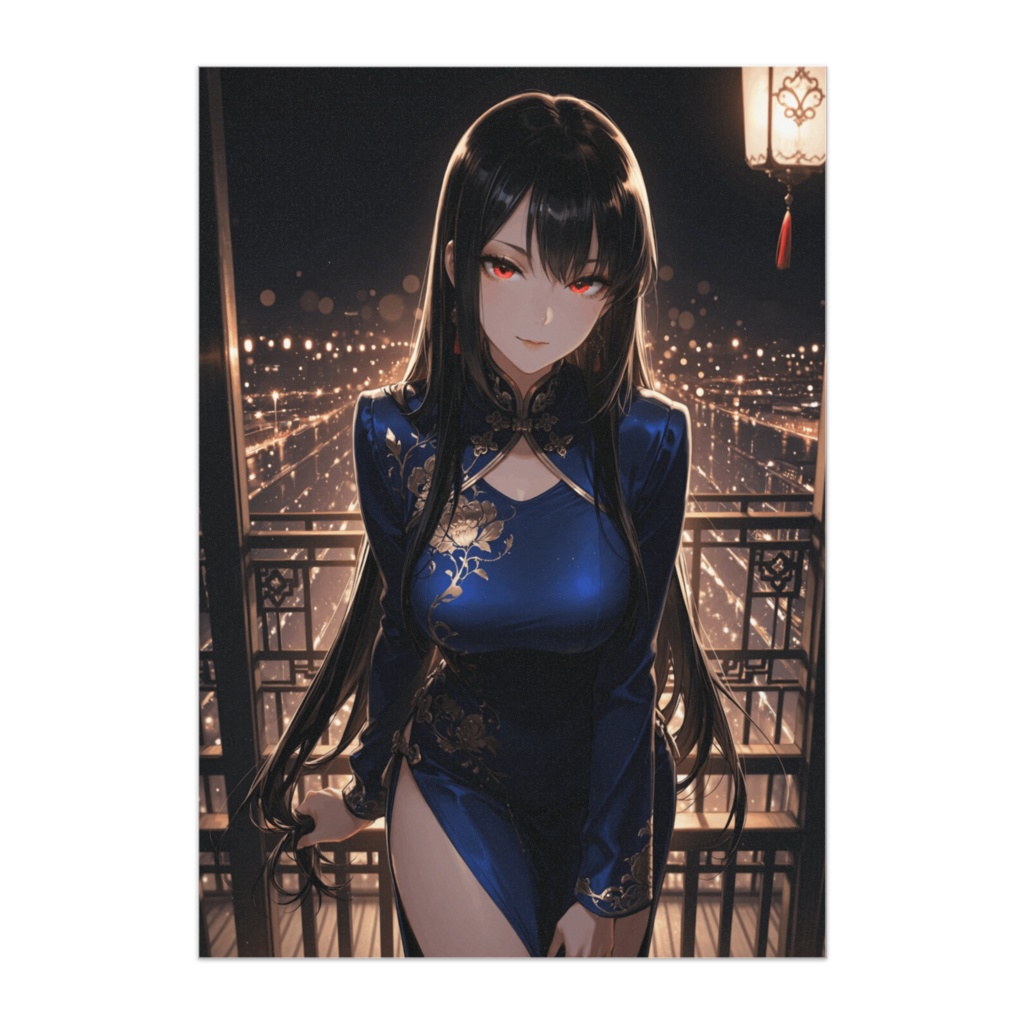 蒼夜のチャイナドレス ― ナイトシティ幻想ポートレート