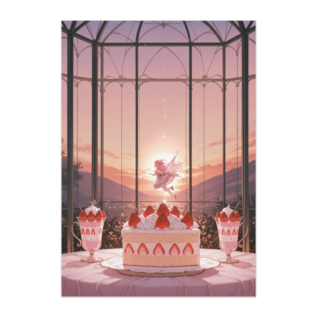 夕焼けいちごケーキと妖精ポスター