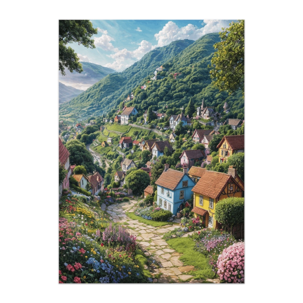 カラフル童話村の風景ポスター