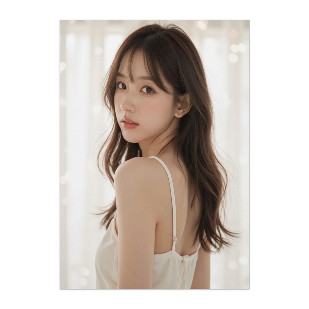 振り向き透明感ポートレート