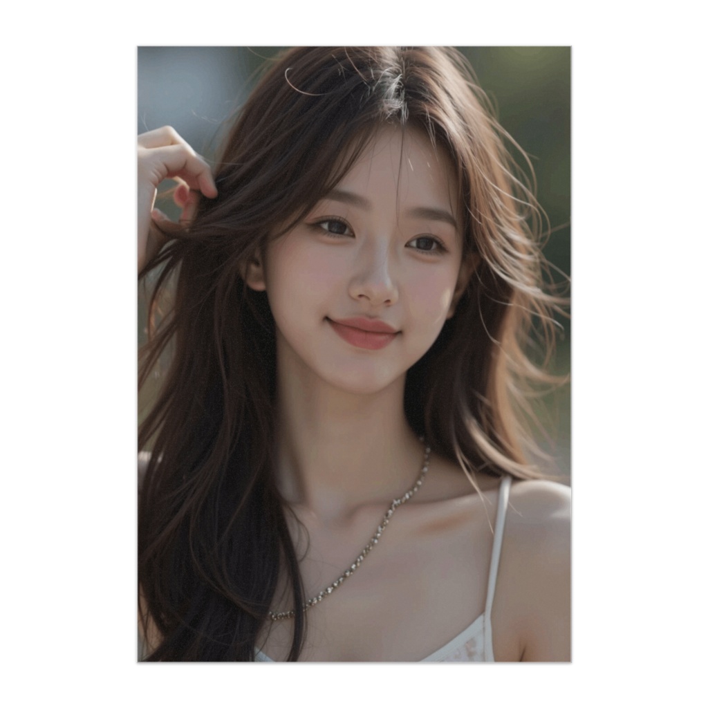 デート中の彼女 – 風に揺れる髪と優しい微笑み