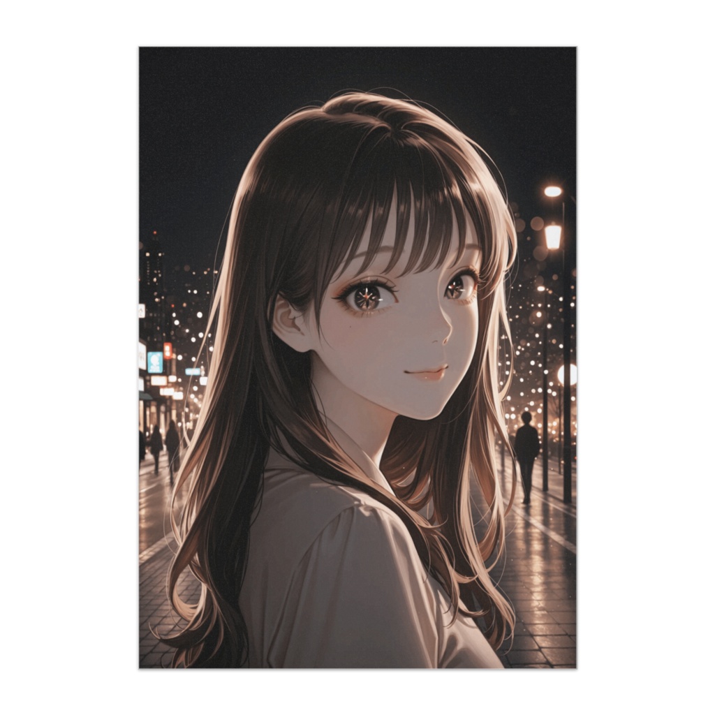 夜の街で振り向く彼女