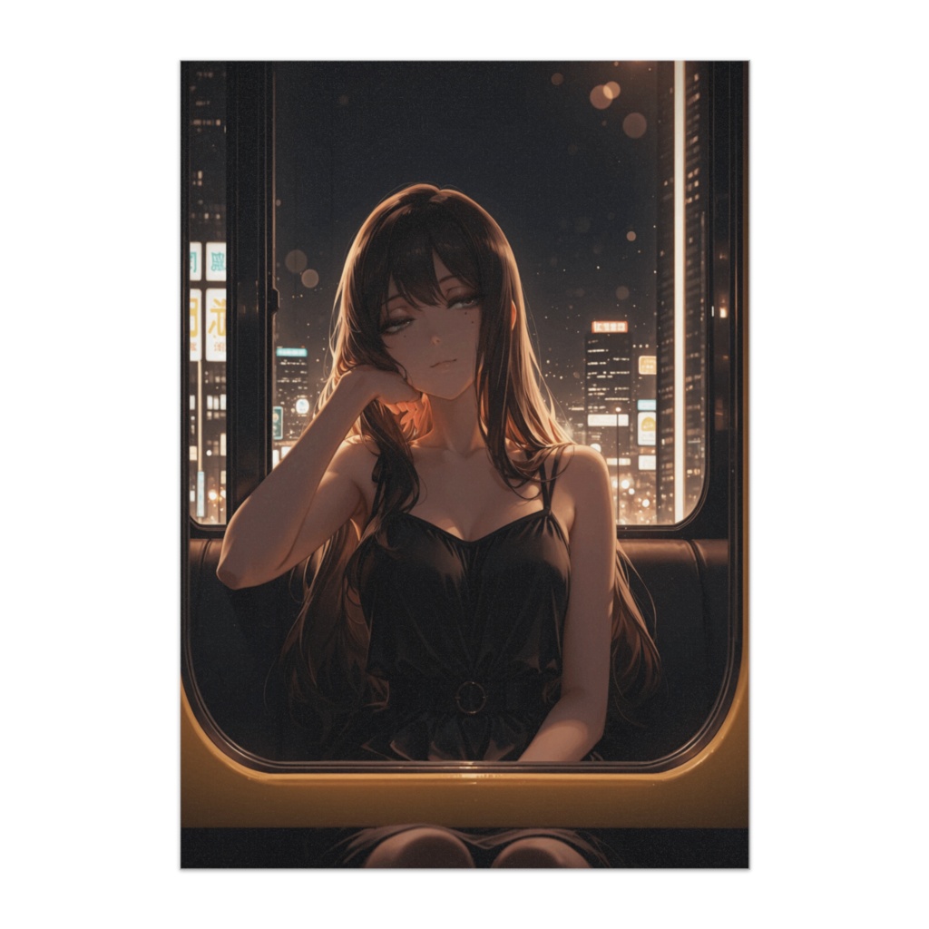 深夜タクシーの窓辺の彼女ポスター