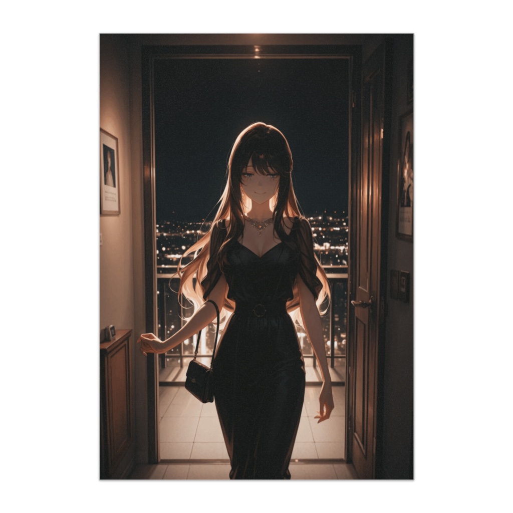 夜の帰宅 – ドアを開ける彼女ポスター