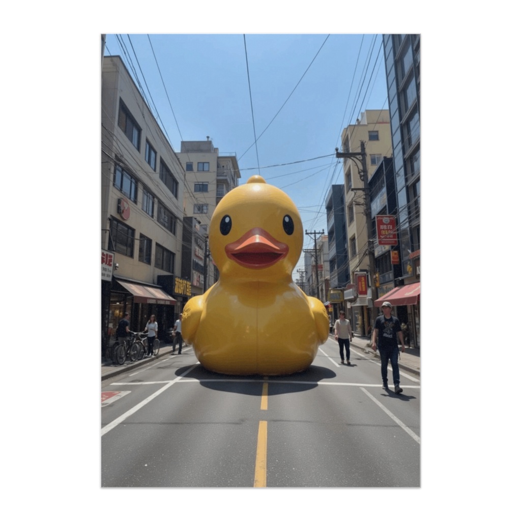 街に現れた巨大アヒル – ポップシュール都市ポスター