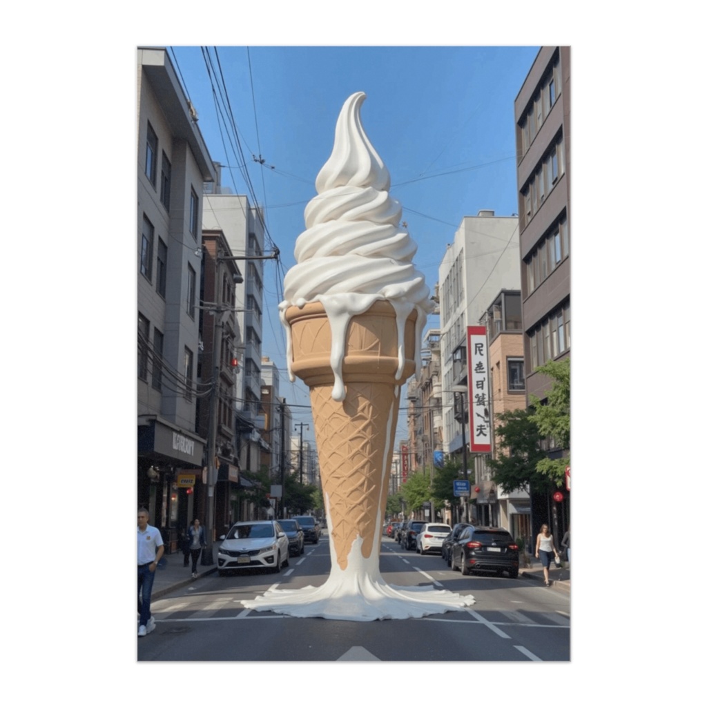 溶け出す巨大ソフトクリーム – メルヘンシュール都市ポスター