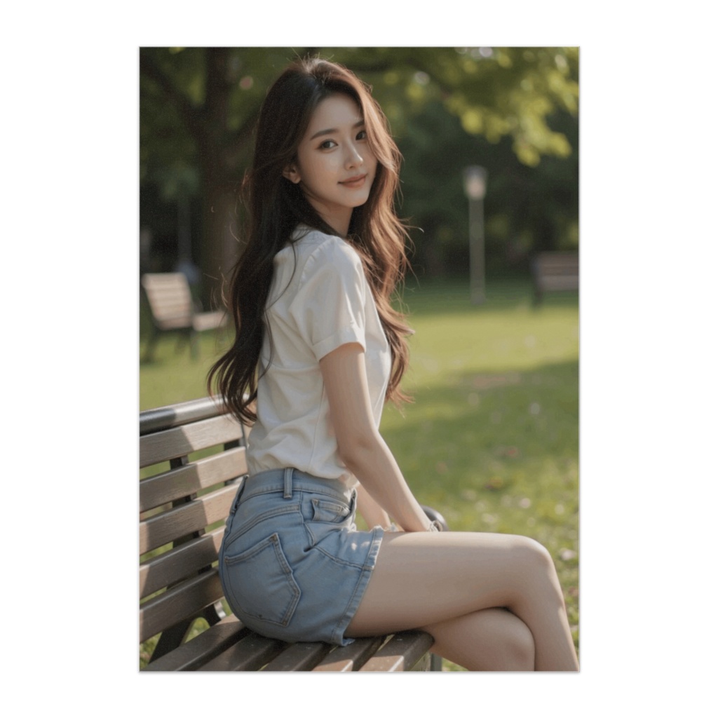 陽だまりのベンチ – 公園ポートレート