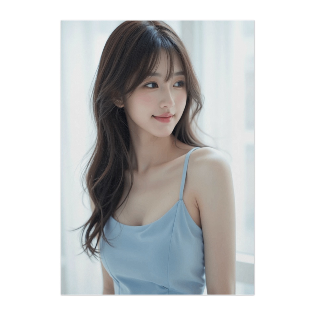 窓辺のやさしい視線 ― 透明感ブルーポートレート