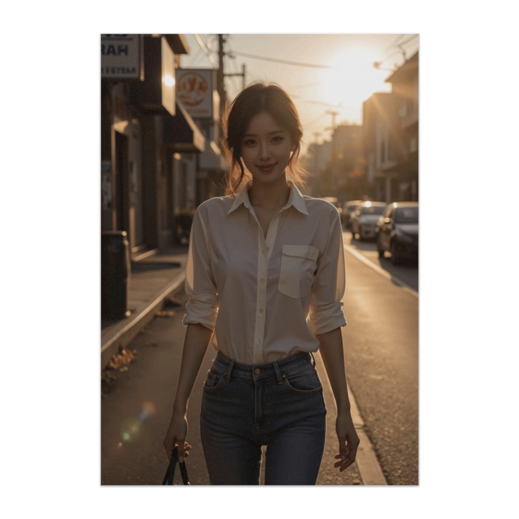 夕暮れの街で静かに近づいてくる彼女