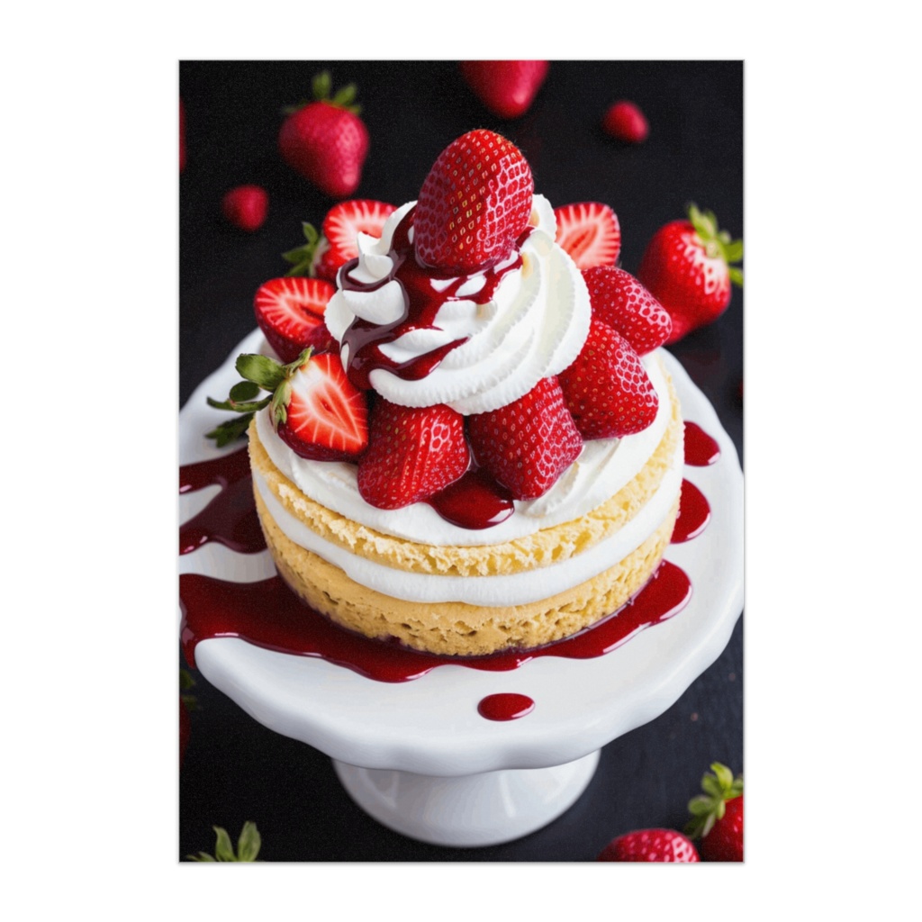 いちごとクリームの華やかなデザートポスター