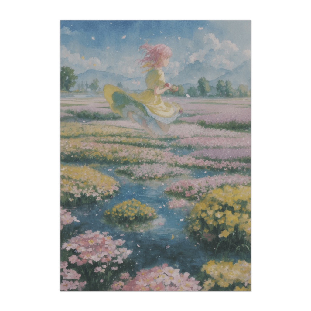 春光に包まれる少女の幻想ガーデンポスター