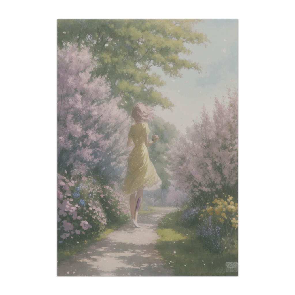 春光に包まれる少女の幻想ガーデンポスター