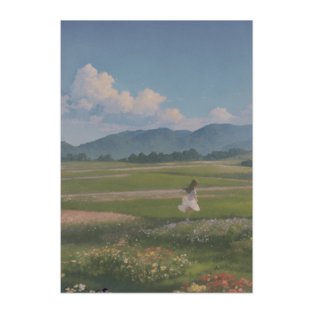 花野を駆ける少女の春風ポスター