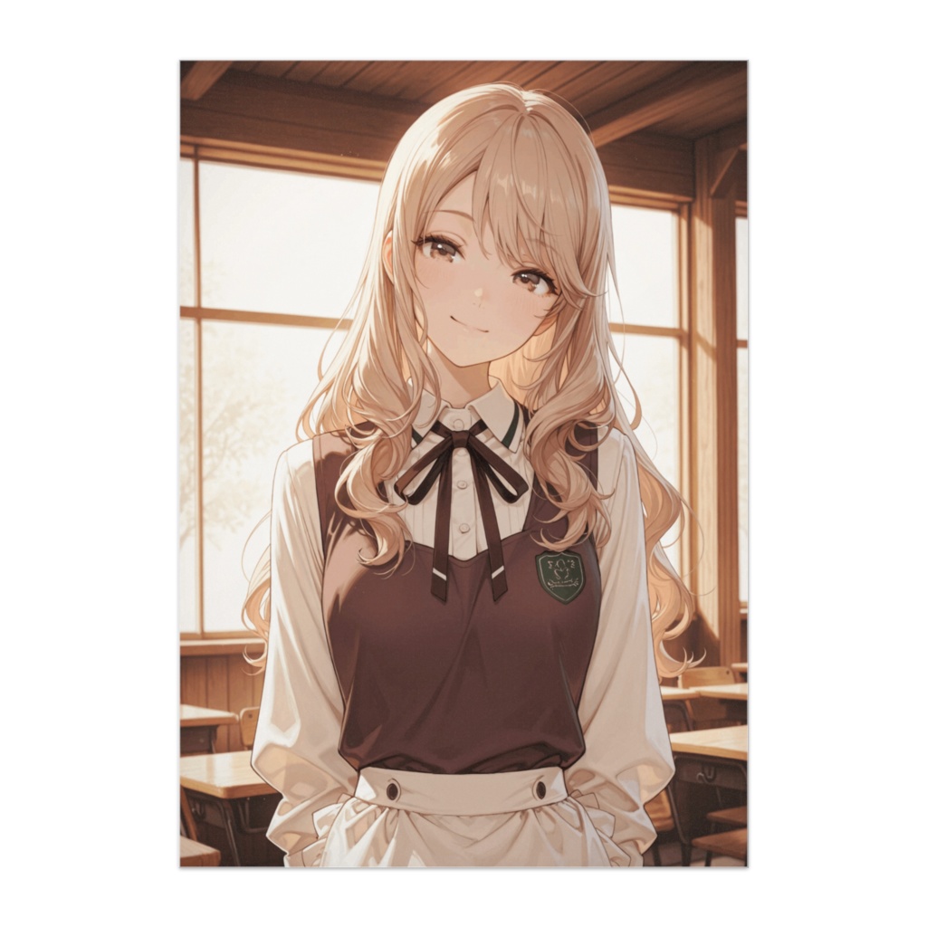 カフェ風スクール制服｜やさしい午後の教室ポスター