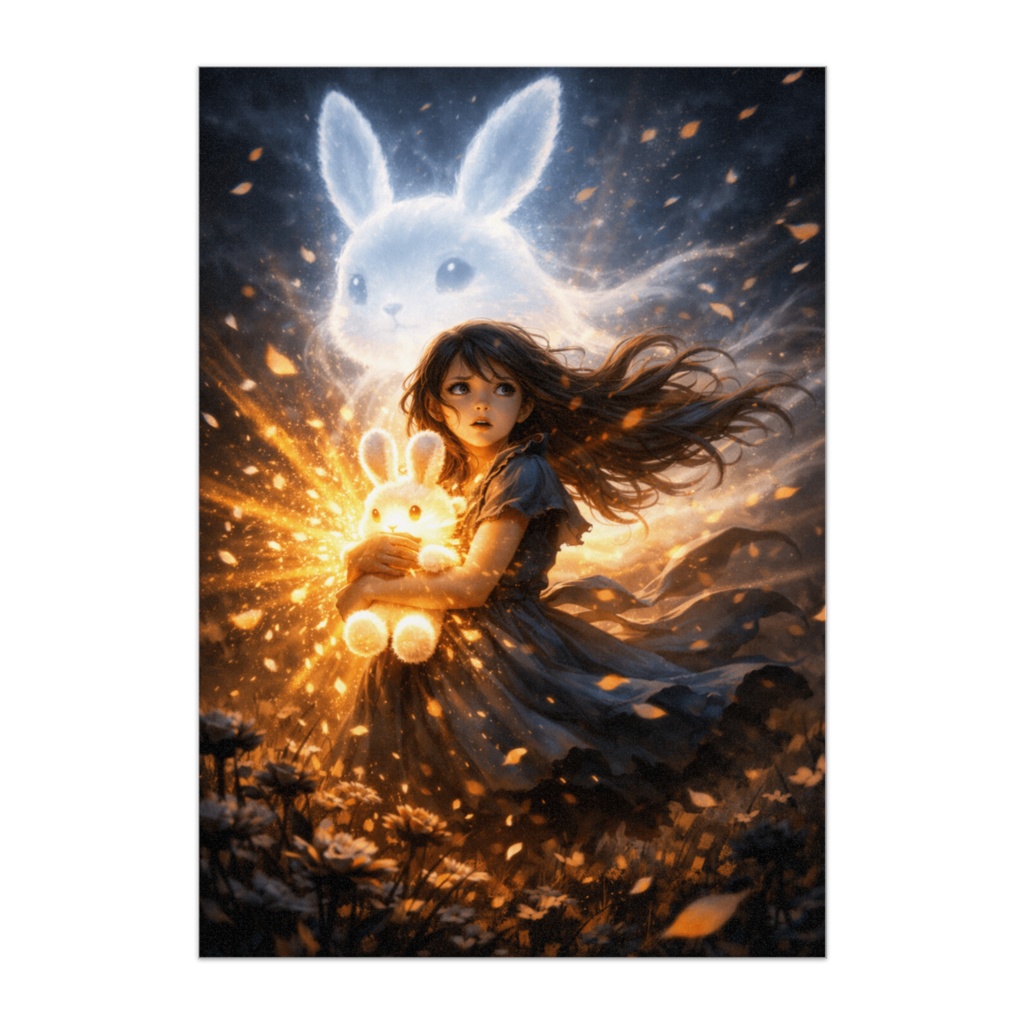 光の覚醒｜守護のうさぎと少女ポスター