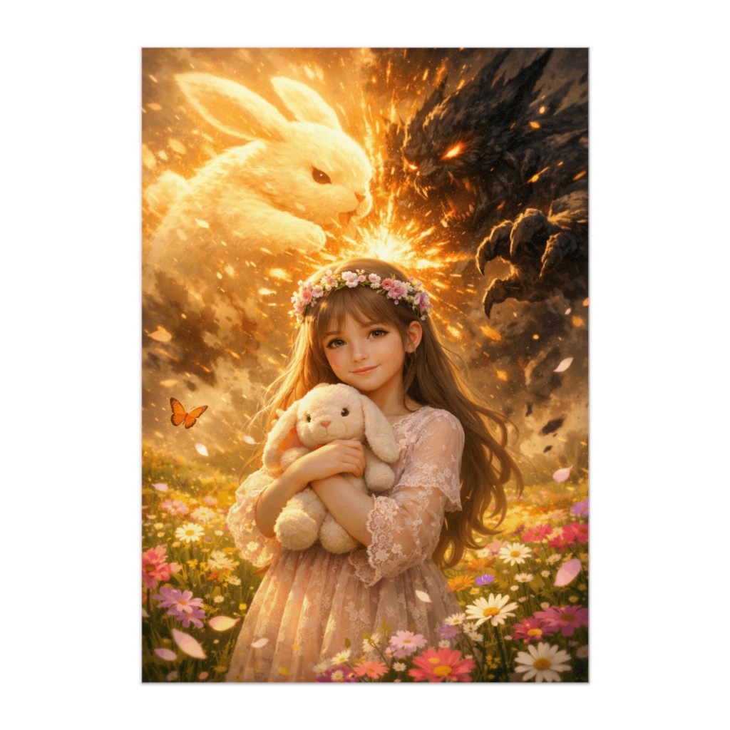 光と闇の物語｜少女とうさぎの幻想ファンタジーポスター