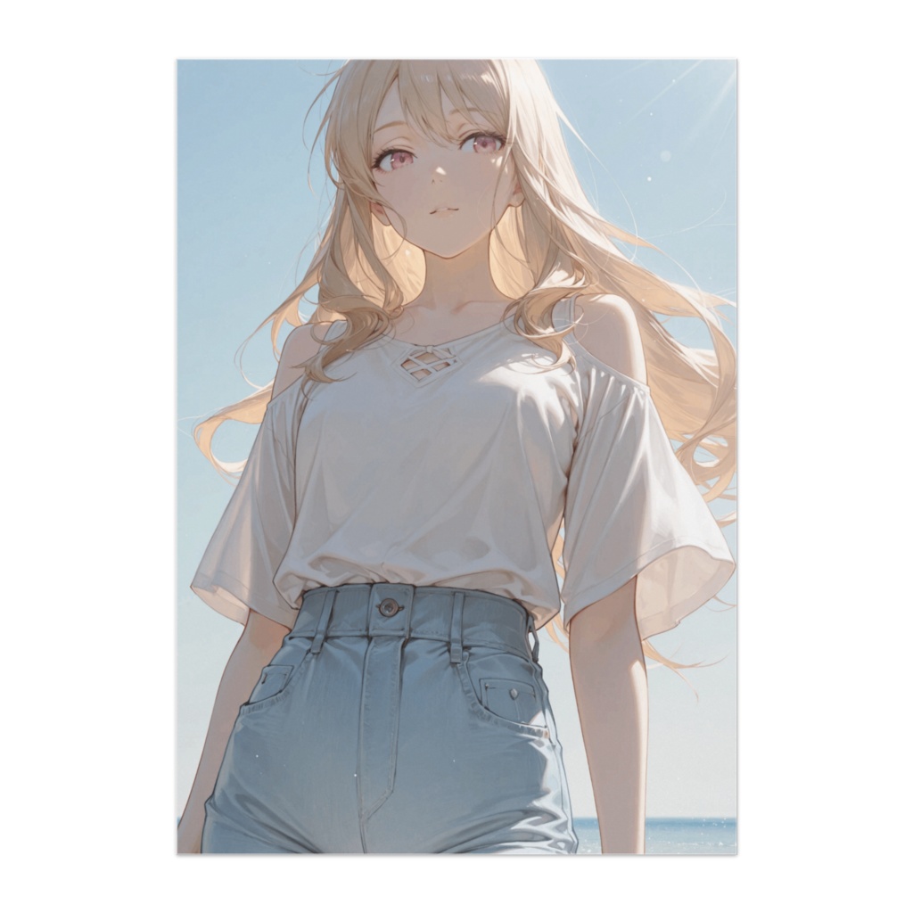 夏光に揺れるブロンドの余韻 ノヴァフラット現代アニメポスター