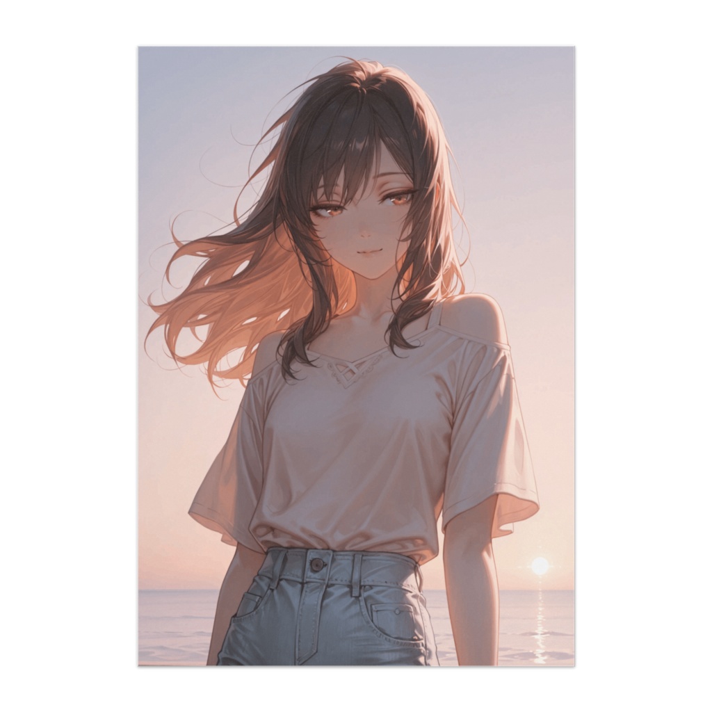 夕陽に染まる静かなまなざし ノヴァフラット現代アニメポスター