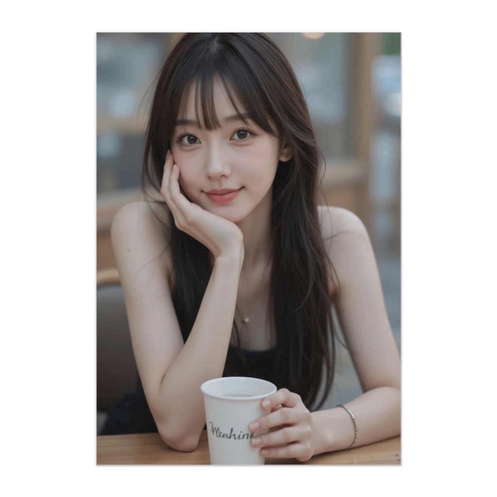 カフェで微笑む彼女のひとときポスター