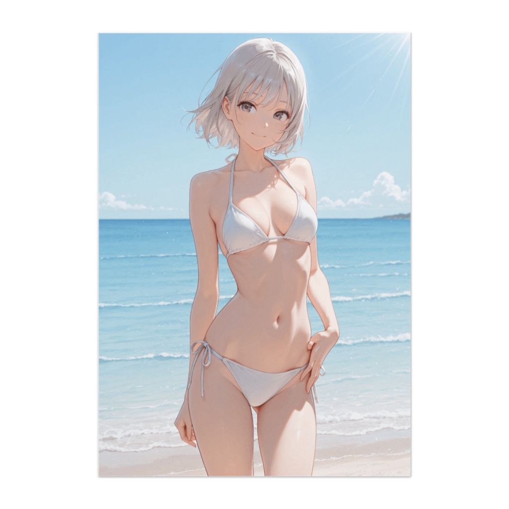白い輝きのビーチスタイル — ホワイトビキニポスター