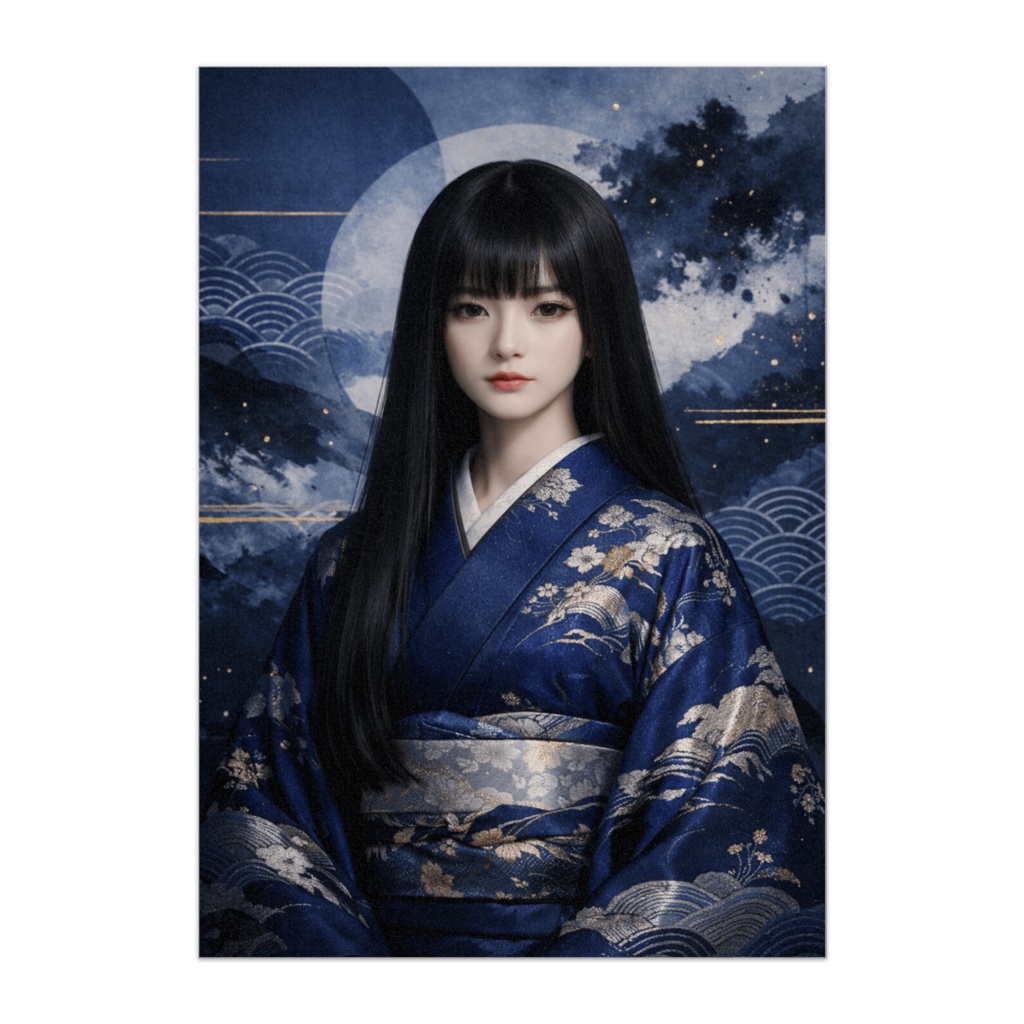 日本人形の美 ― 藍色に染まる静謐ポスター