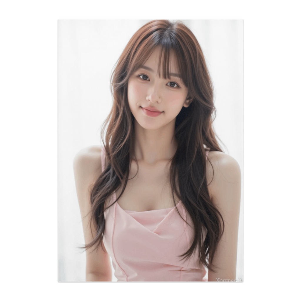 春のやさしい微笑みポートレート（パステルピンク・透明感）