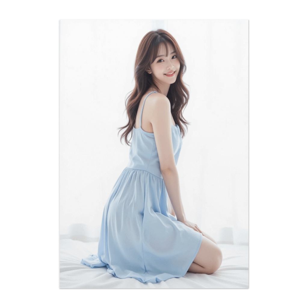春の爽やかなひととき（パステルブルー・ナチュラルポートレート）