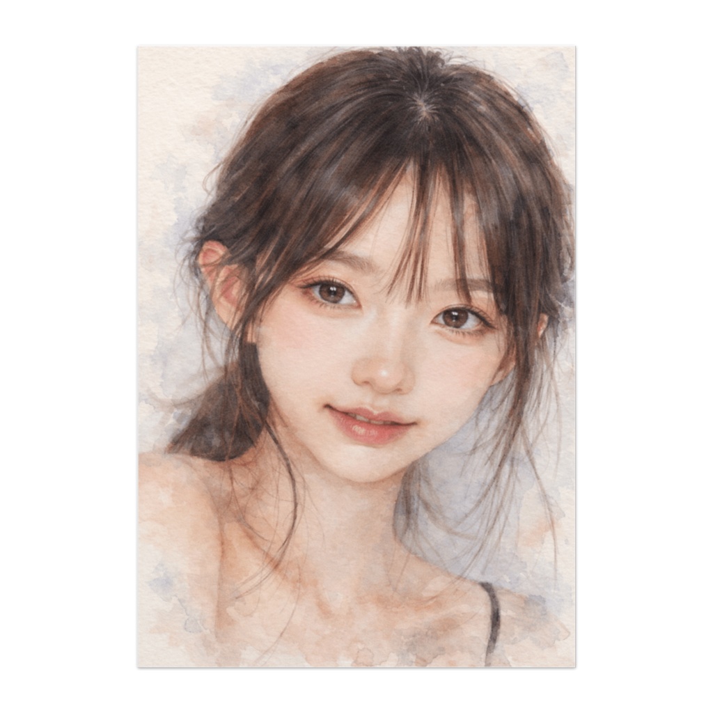 やわらかな眼差しの余白|セミリアル水彩風ポートレート