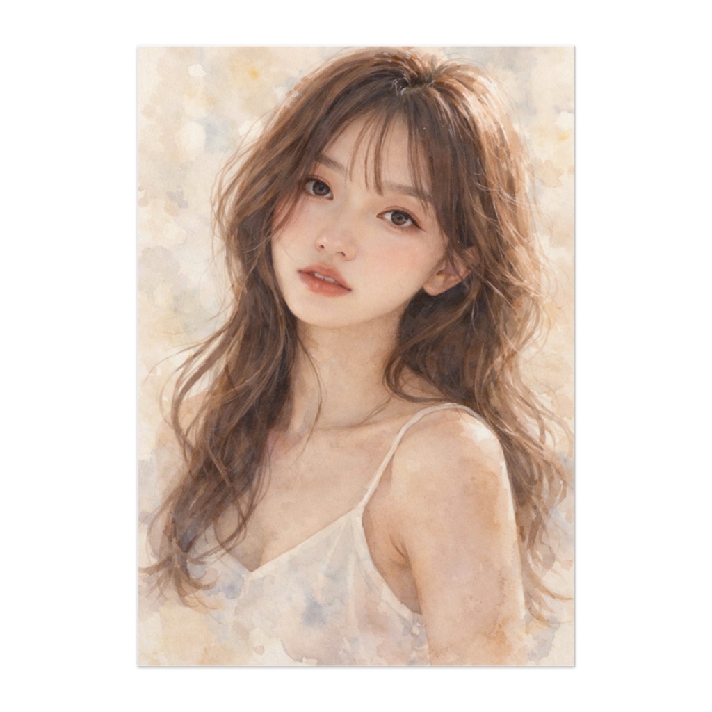 光に溶けるナチュラルビューティ｜セミリアル水彩ポートレート