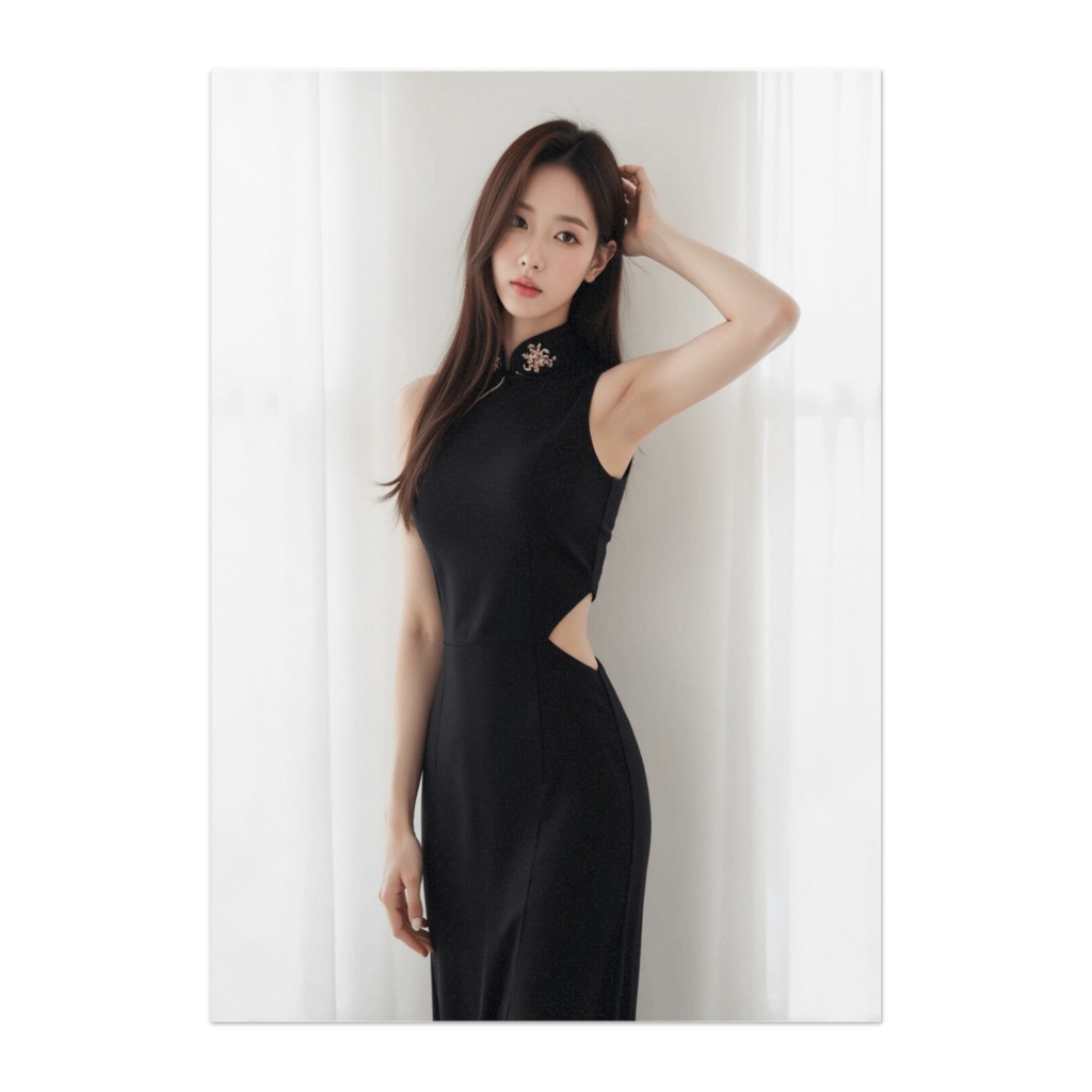 高級感漂う黒チャイナドレス美女ポスター