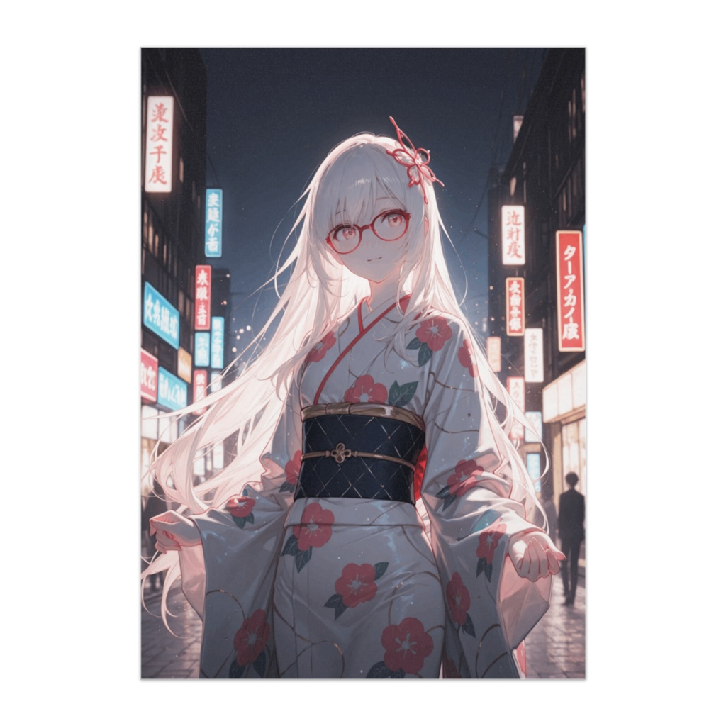 ネオン街に現れた白髪の少女