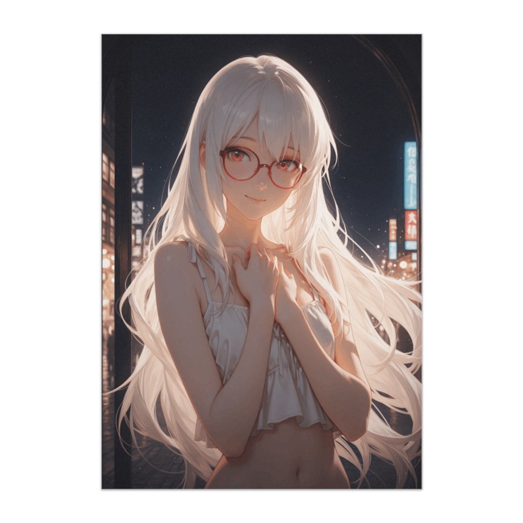 夜風に揺れる白髪少女ポスター