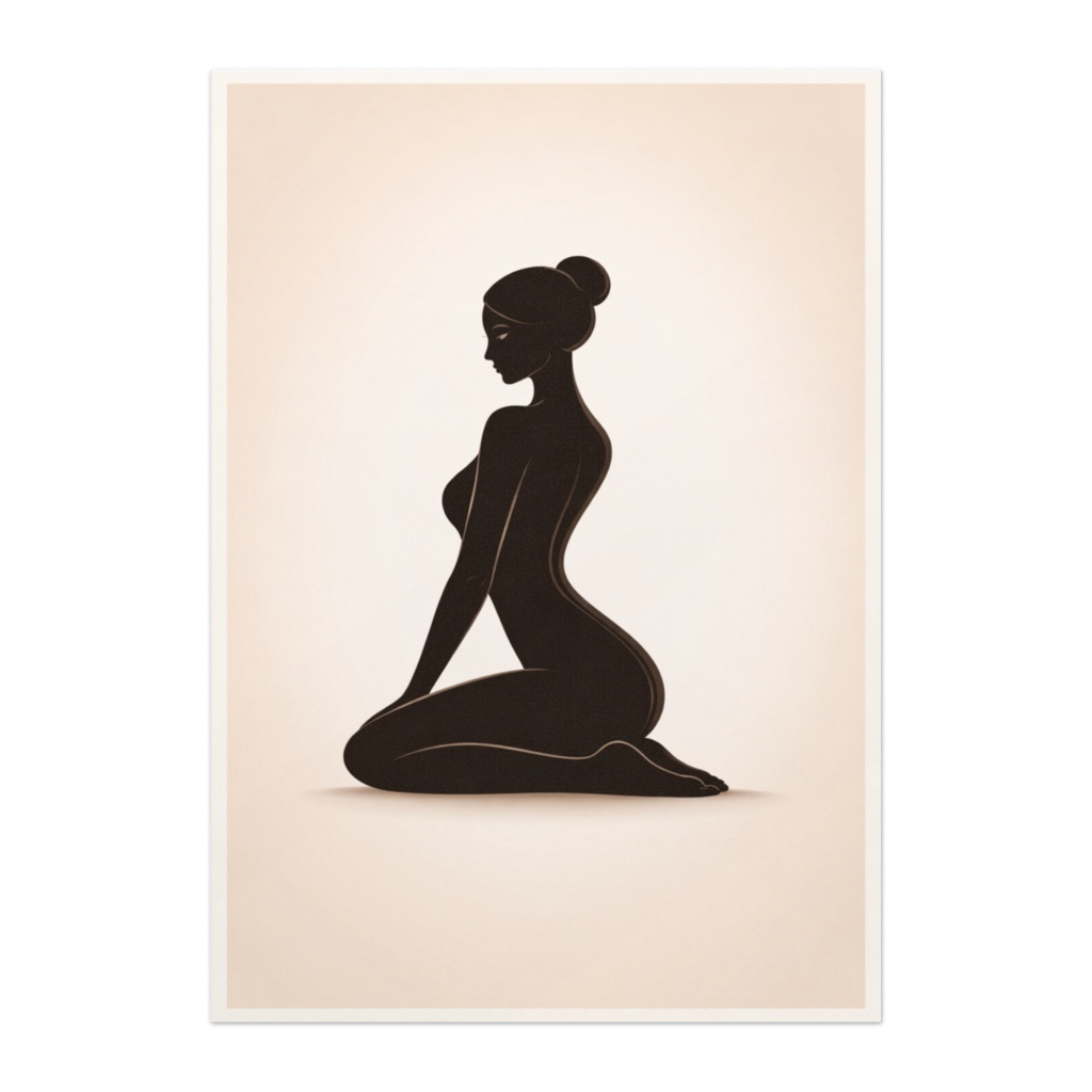 静寂のシルエット ― 優雅に佇む女性のミニマルアートポスター