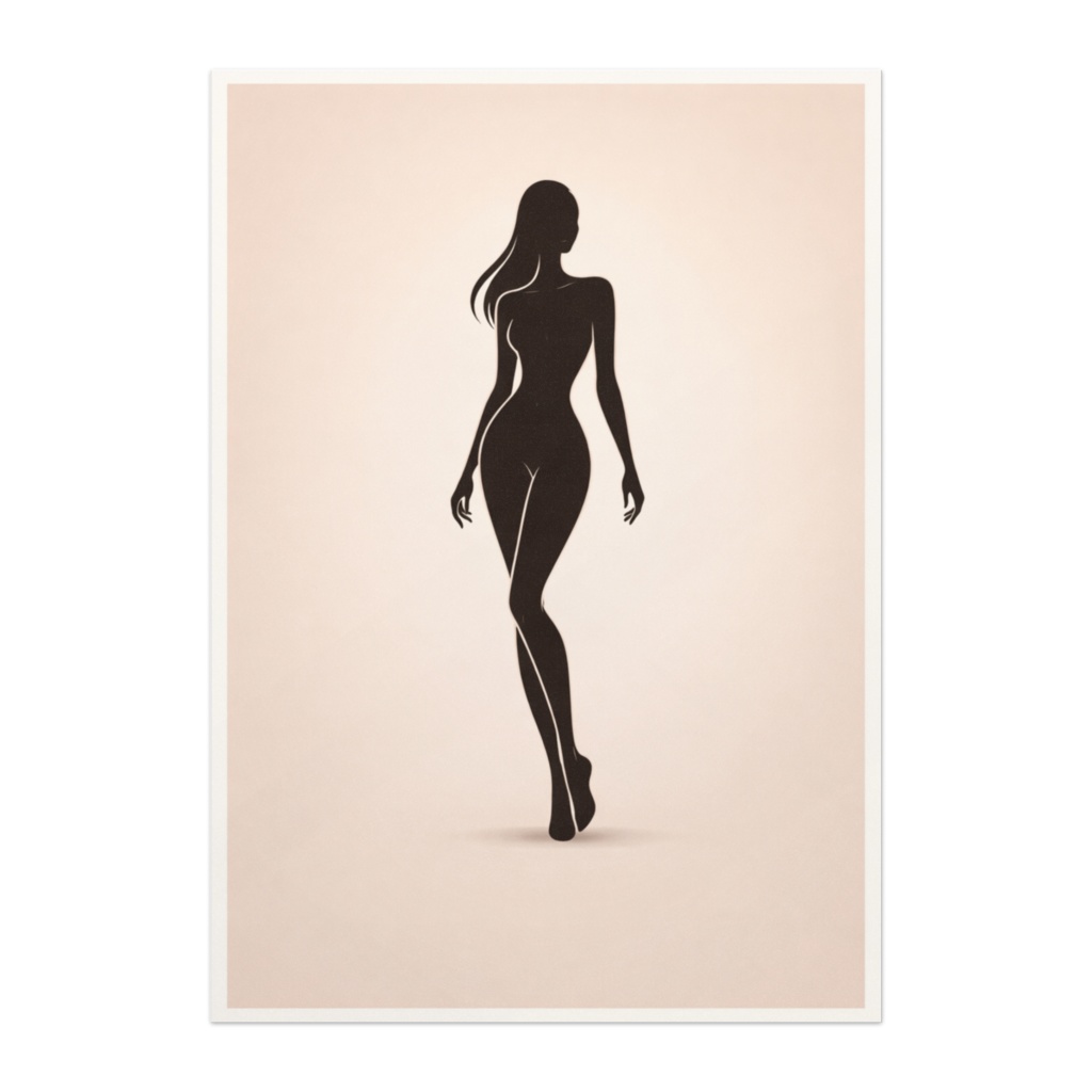 歩みの美 ― 流れる曲線を描くシルエットアートポスター