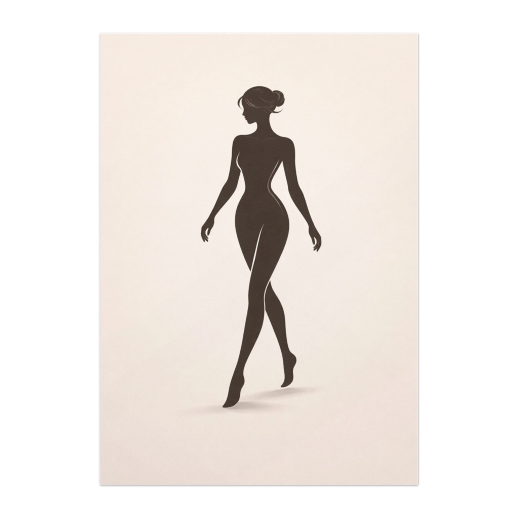 しなやかな歩み ― 背面美を描くシルエットアートポスター