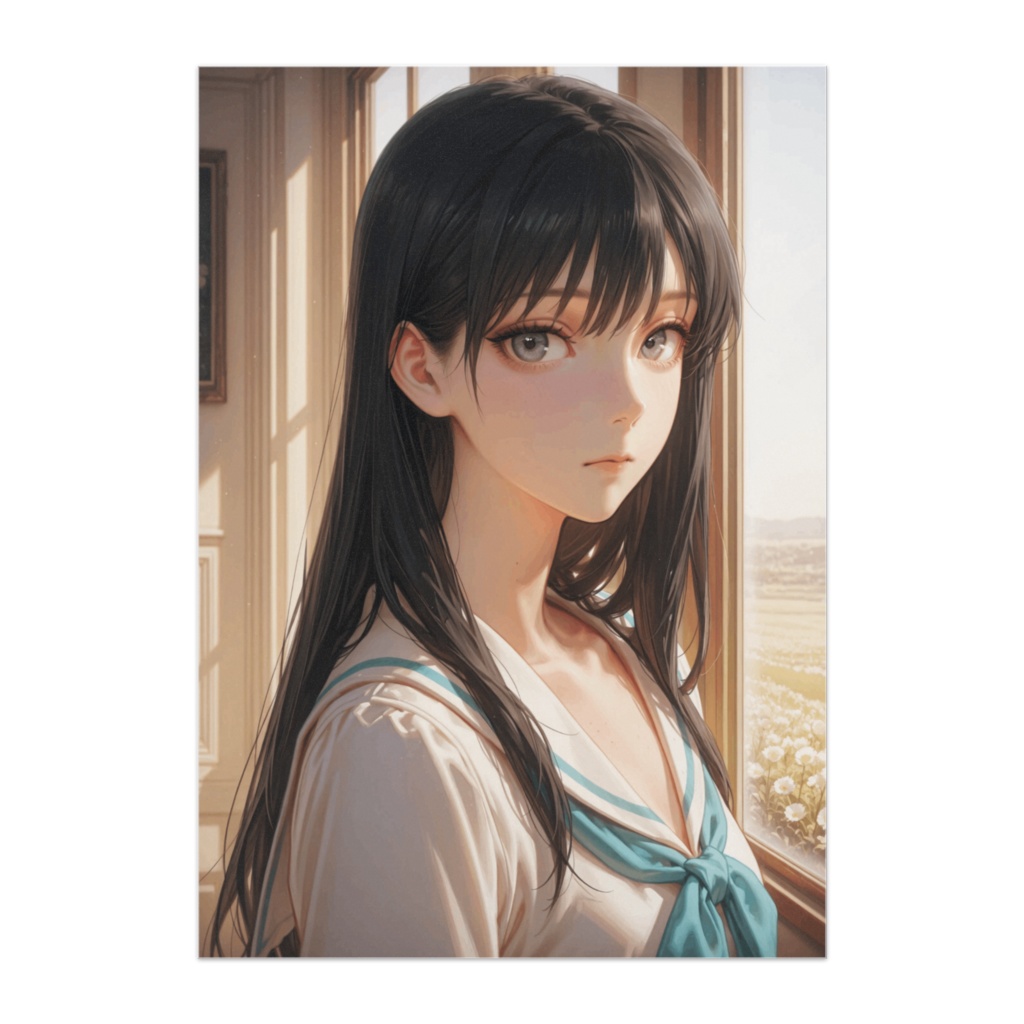窓辺にたたずむセーラー少女 ― 静かな午後の横顔