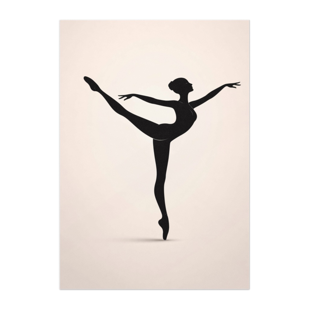 均衡の美 ― アラベスクのバレエシルエットポスター