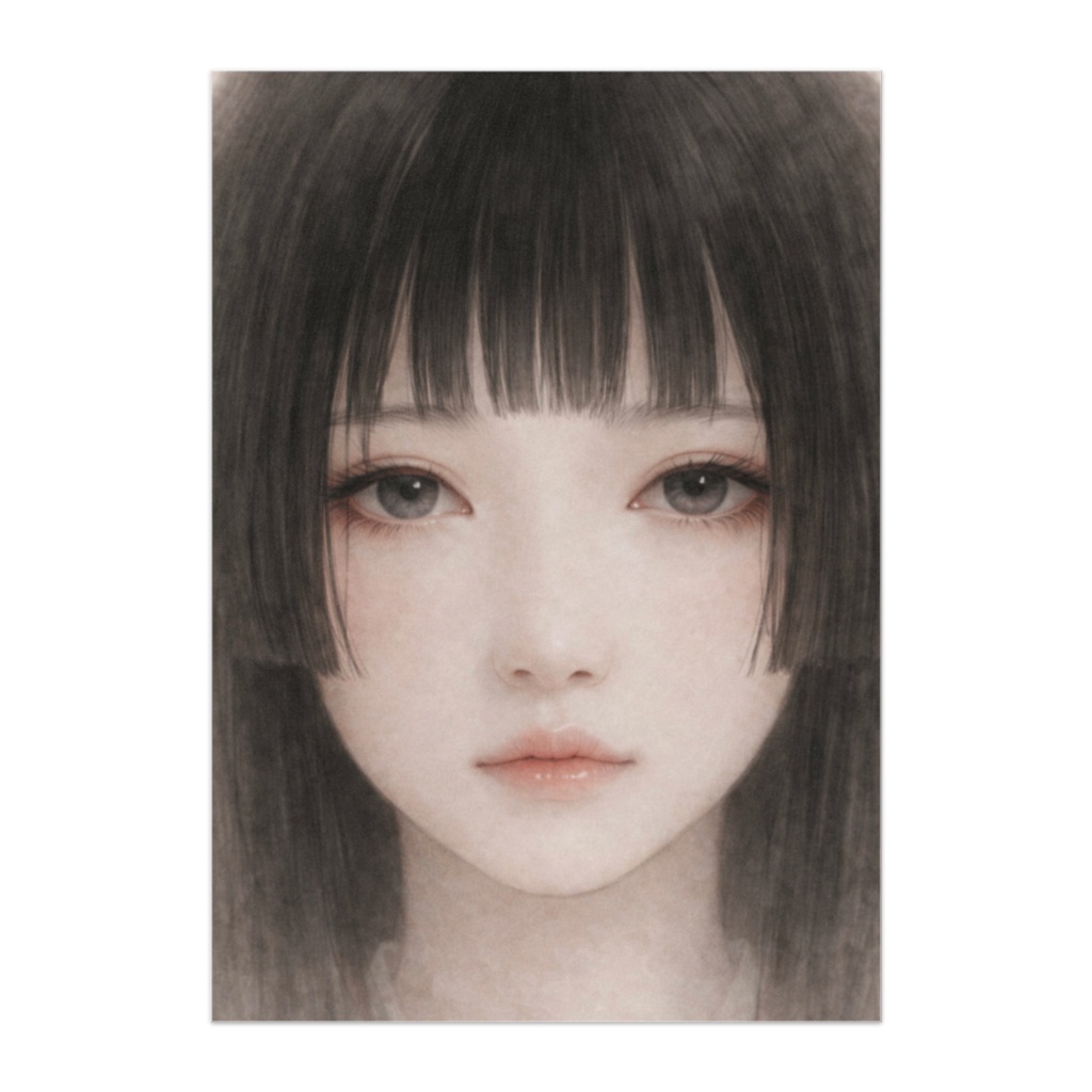 透明なまなざし — 黒髪少女の瞳アップ 水彩ポスター