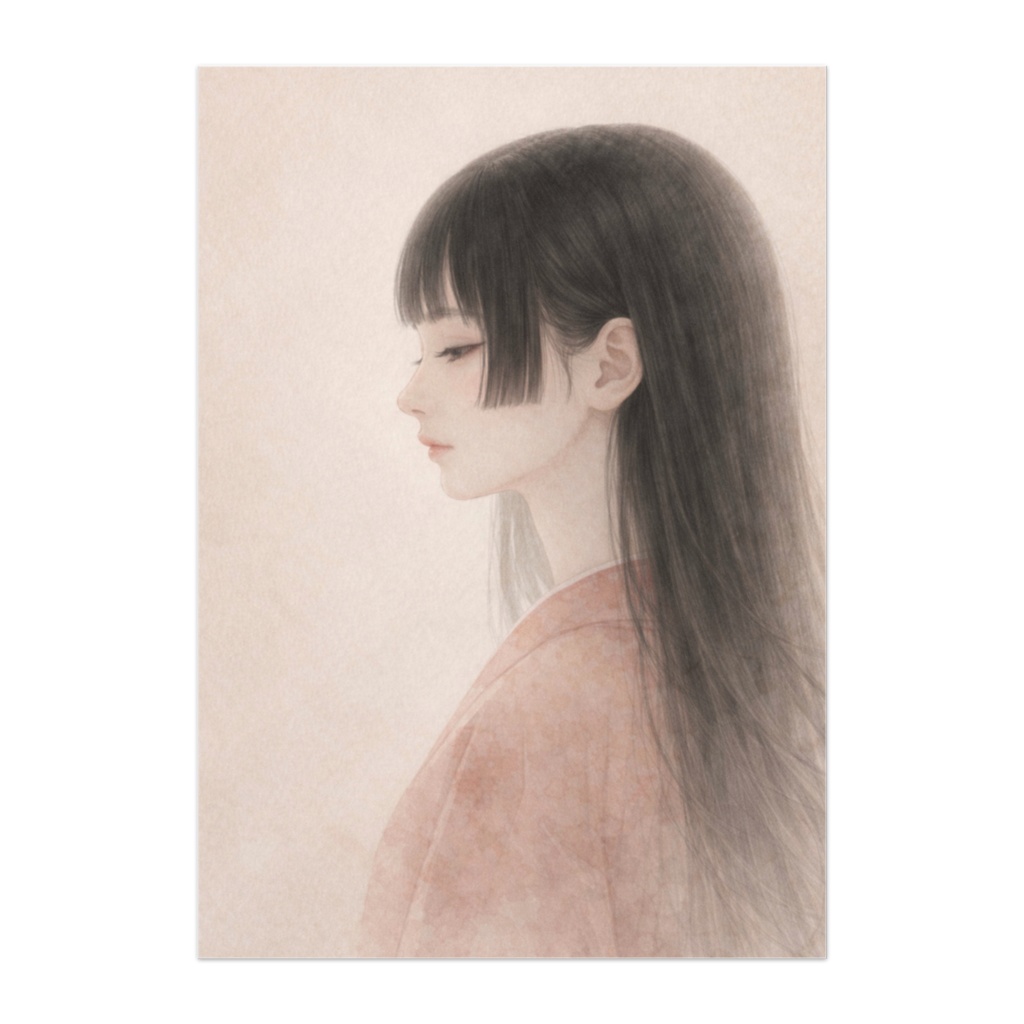 横顔の静寂 ― 和の美しさを描く水彩ポスター