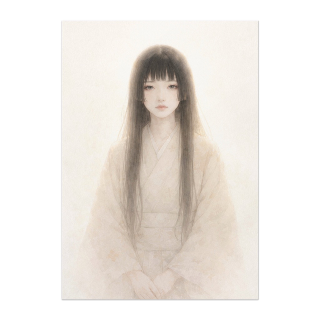 淡光の中の佇まい ― 儚げな和風美人ポスター