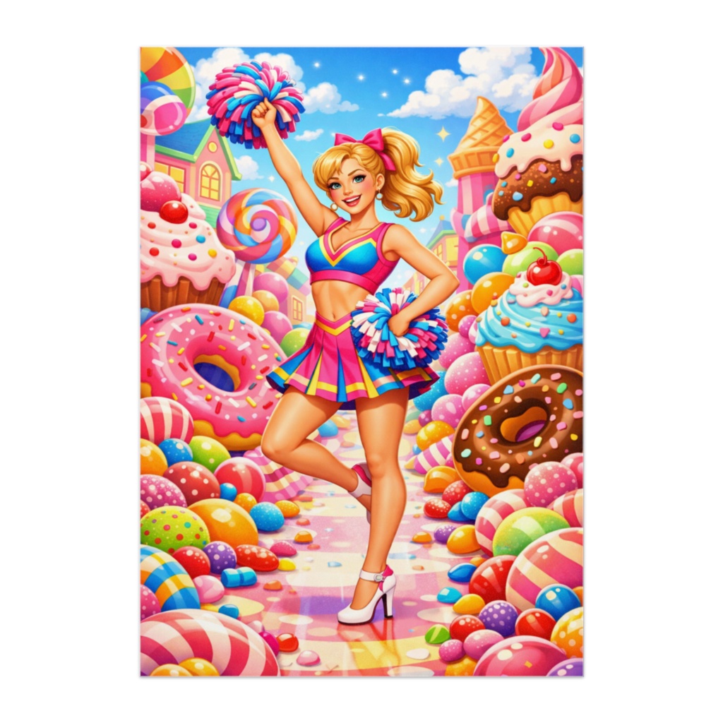 キャンディワールドのチアガール|カラフルポップポスター