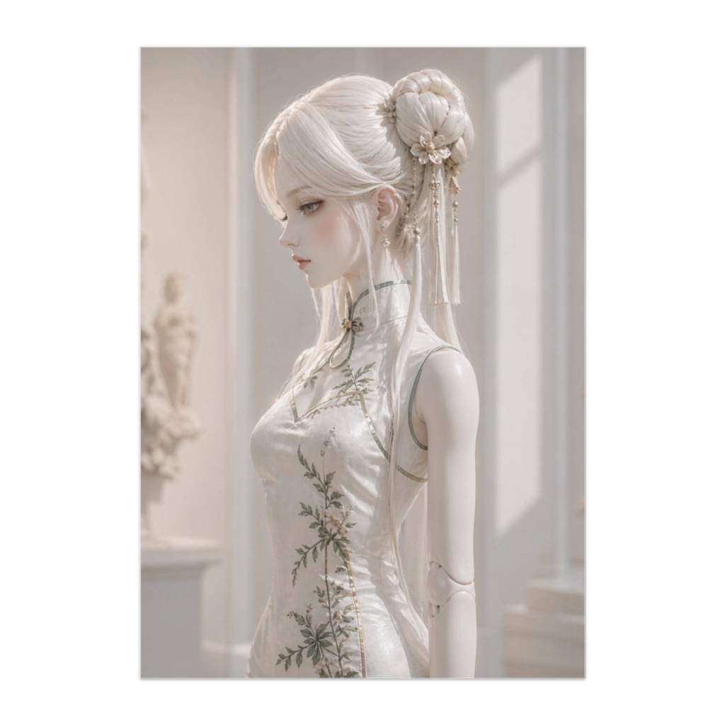 白チャイナドールドレス 横顔の静寂美ポスター