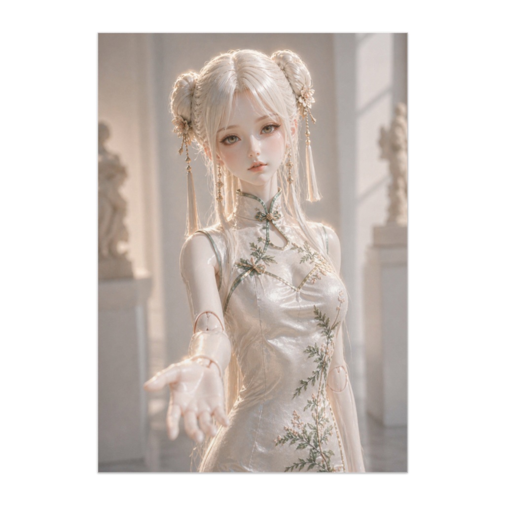 白チャイナドールドレス 手差しの優しさポスター