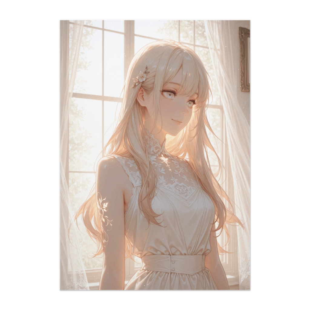 光の中で微笑む少女 ― 透明感ホワイトドレスポートレート