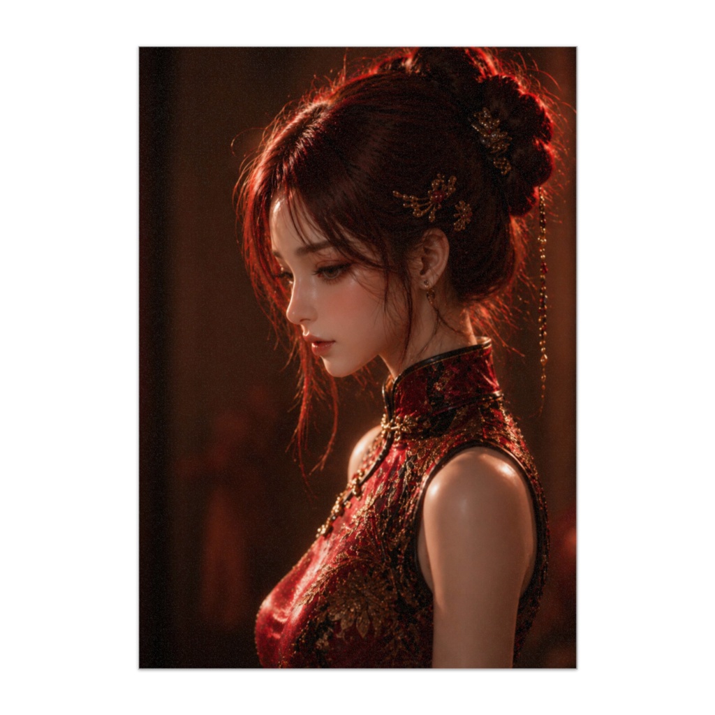 紅の余韻 ― 横顔に宿る静かな感情