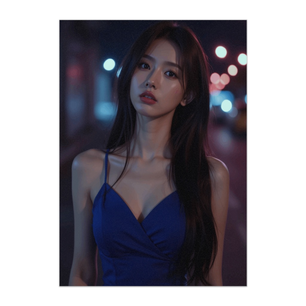 見つめる夜｜ロイヤルブルードレスの美しい視線ポスター