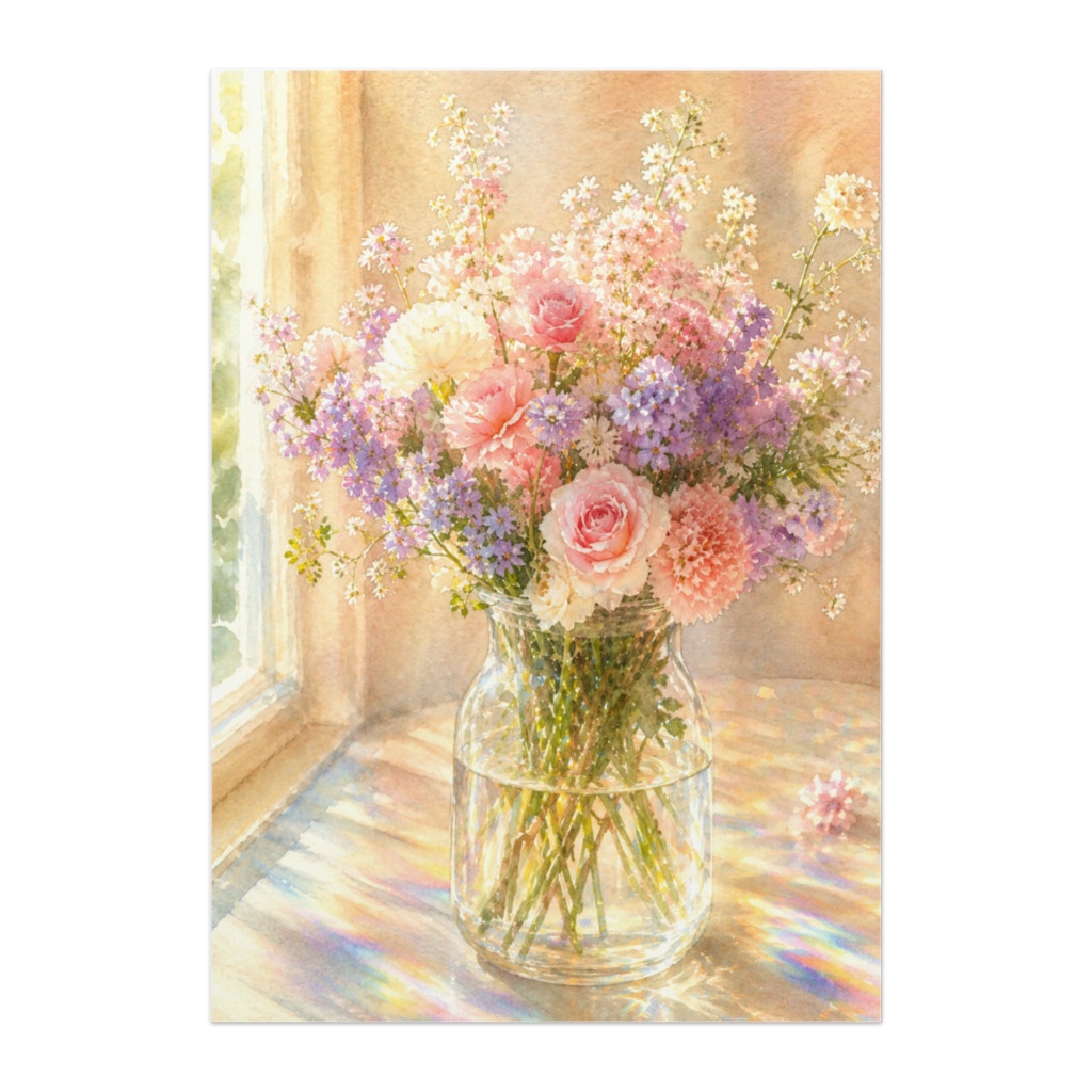 光に咲く花束 ― ガラスとプリズムのやさしい水彩アート
