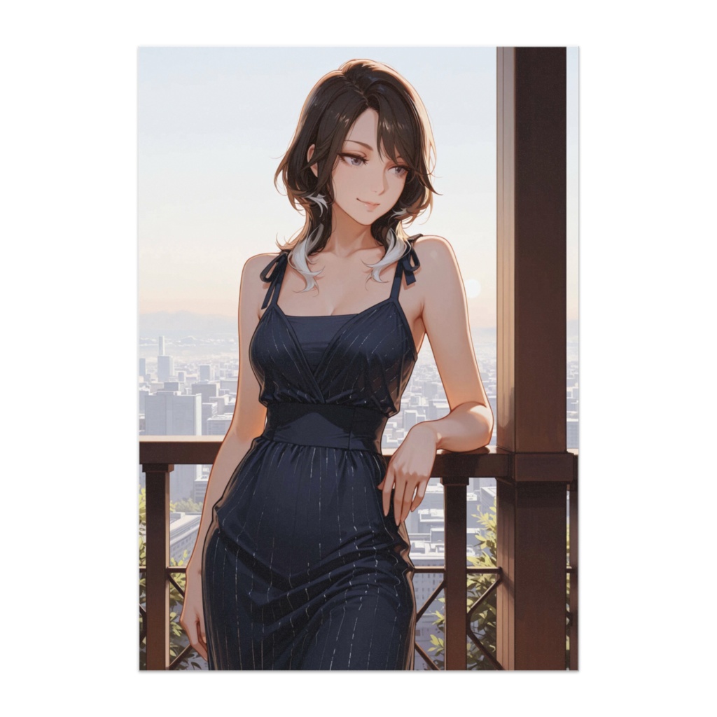 都会を見下ろす静かなひととき ― ネイビーワンピースの洗練美