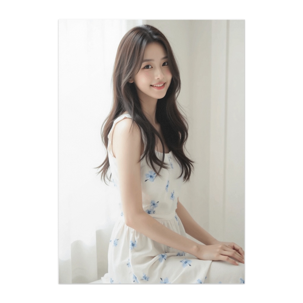 やさしい光に包まれて — 白花ワンピの微笑みポートレート